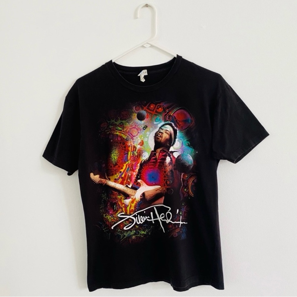 Black Graphic Tee with Colorful Design